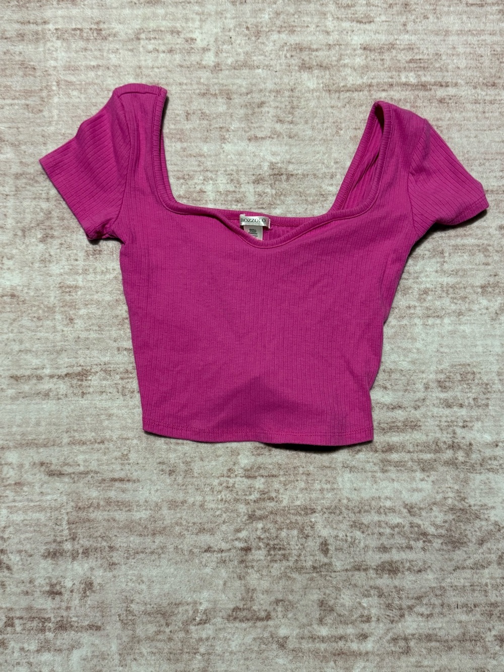 Bozzolo Ribbed Scoop Crop Top - Magenta